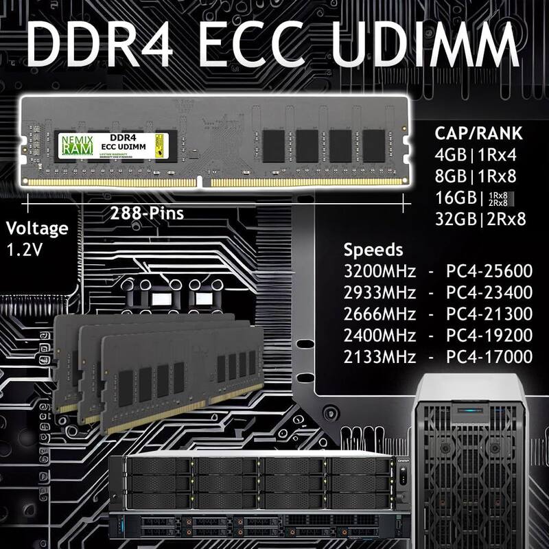 Memória RAM NEMIX 32GB (2x16GB) DDR4 3200MHz PC4-25600 ECC - NEMIX